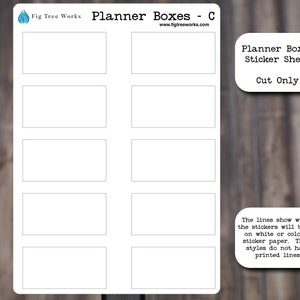 Planner Boxes Sticker Sheet | Planner and Journal Stickers | Decoration Stickers | Matte Finish | Style C | NO PRINTED BORDER