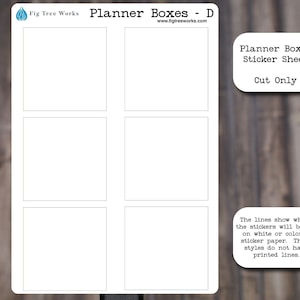Planner Boxes Sticker Sheet | Planner and Journal Stickers | Decoration Stickers | Matte Finish | Style D | NO PRINTED BORDER