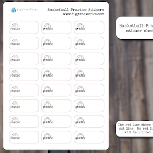 Basketball Practice Stickers, Sports Practice Stickers for Planners, Journals, and Notebooks | Kiss Cut, Matte Finish