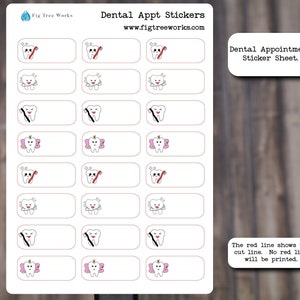 Dentist Appointment Stickers  | Dental Reminder Planner Sticker Sheet, Kiss Cut, Matte Finish