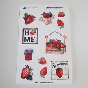 Strawberry Sticker Sheet | Planner and Journal Stickers | Decoration Stickers | Matte Finish