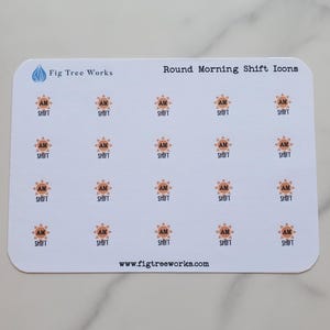 Morning Work Schedule Round Icon Mini Sticker Sheet for Calendars, Planners, Journals | Kiss Cut, Matte Finish