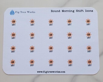Morning Work Schedule Round Icon Mini Sticker Sheet for Calendars, Planners, Journals | Kiss Cut, Matte Finish