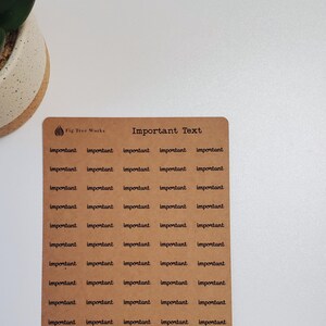 May include: A sheet of brown paper with the text "Important Text" printed in black. The sheet is divided into a grid with the word "important" repeated in each square.