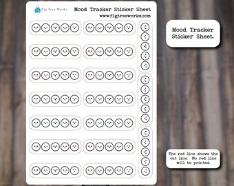 Mood Tracker Stickers, Matte Planner Stickers, 5x7 Sticker Sheet