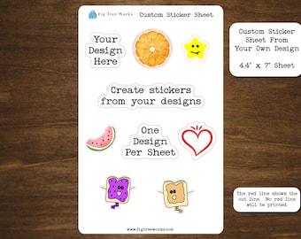 Custom Sticker Sheet | Build Your Own Sticker Sheet | Personalized Stickers | Kiss Cut Stickers | 4.4" x 7" Sticker Sheet