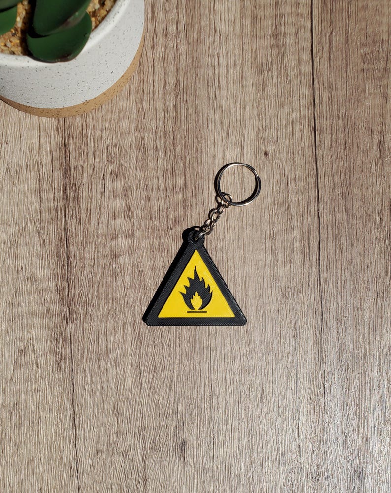 Warning Sign 3D Printed Keychain | Choose From Biohazard, Radioactive ...