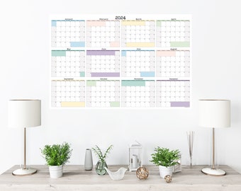 Large Wall Calendar Annual Planner 2026-2028 | Start On Any Month | Monthly Planner | 36" x 24" or 24" x 16" | Physical Print Only