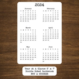 Calendario de cartulina de dos caras con un resumen del año / 2025 - 2027 / Comienza en cualquier mes / NO ES UNA PEGATINA / Cartulina con acabado mate / 5" x 7"