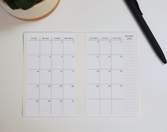 Small Two Page Calendar Stickers for Planners and Journals | 3" x 5" | 2 Stickers Per Month, 24 Total Stickers