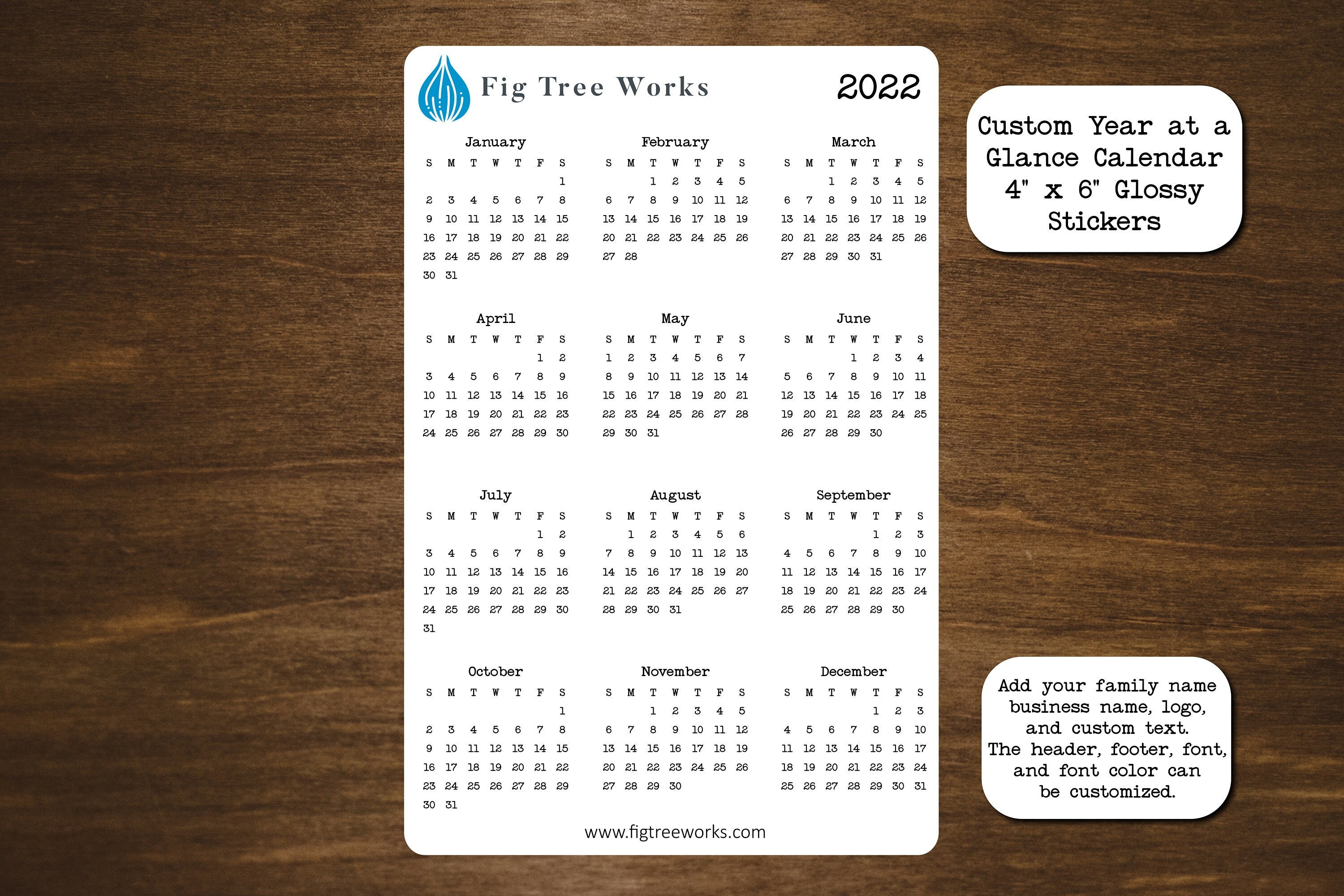 Custom Year at A Glance Calendar Stickers 2023 2024 or - Etsy