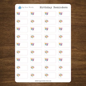 Birthday Planner Stickers | Birthday Reminders Sticker Sheet | Kiss Cut, Matte Finish