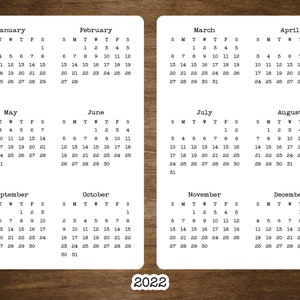 At A Glance Calendar Stickers 2 Pages | 2024, 2025 or 2026 | Start On Any Month | For Planners and Journals | Two 5" x 7" Stickers