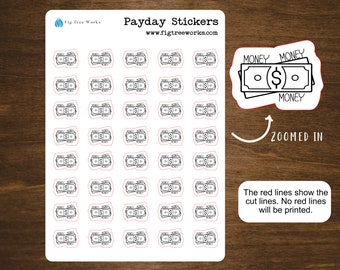 Payday Dollar Money Planner Sticker Sheet | Pay Day Icon Stickers | Kiss Cut, Matte Finish | Money Money Money Design
