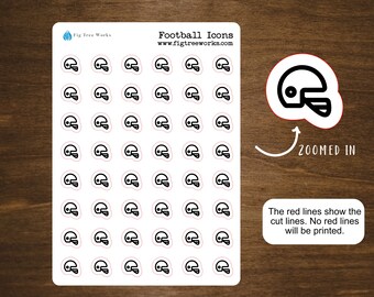 Football Icon Stickers, Sports Icon Stickers for Planners, Journals, and Notebooks | 7 Colors To Choose From | Kiss Cut, Matte Finish