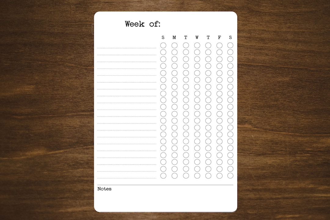 Weekly Habit Tracker Sticker | Track up to 20 Items | Matte Finish | 5 ...