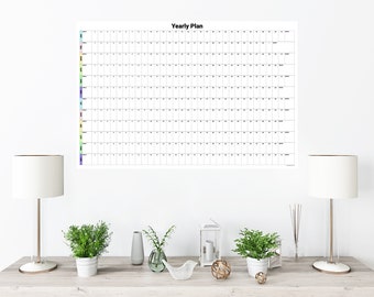 Large Perpetual Wall Calendar | Wall Annual Planner, Birthday Calendar | 36" x 24" or 24" x 16" | Physical Print Only