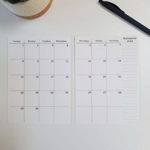 Two Page Calendar Stickers for Planners and Journals  2025, 2026, or 2027  | Matte Finish, 5&quot; x 7&quot; | 2 Stickers Per Month, 24 Total Stickers