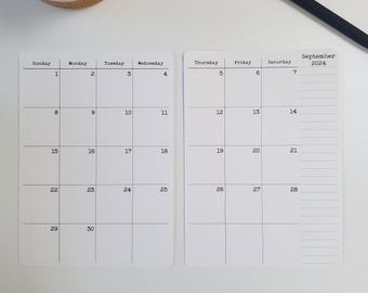 Two Page Calendar Stickers for Planners and Journals 2026, 2027, or 2028 | Matte Finish, 5" x 7" | 2 Stickers Per Month, 24 Total Stickers