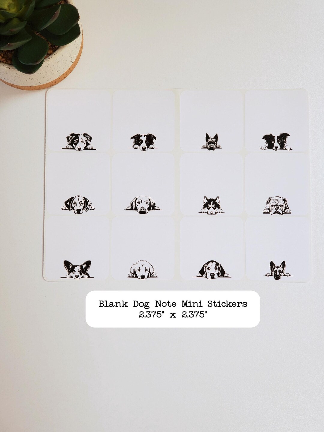 Pets Rectangular Note Sticker Dog Minimalist Blank Note Stickers | Kiss Cut - Etsy