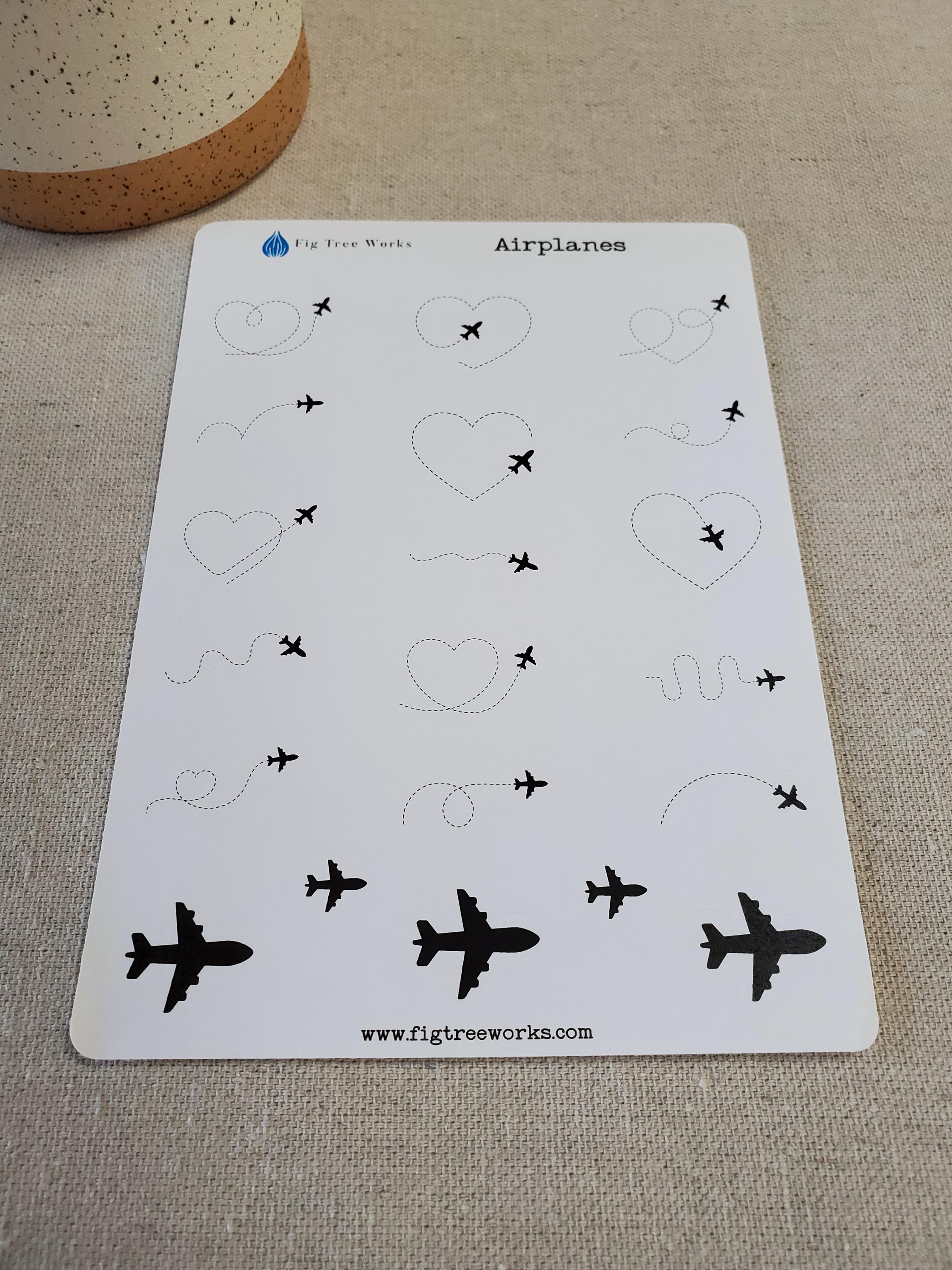 Airplane Stickers | Travel Deco Sticker Sheet for Calendars, Planners ...