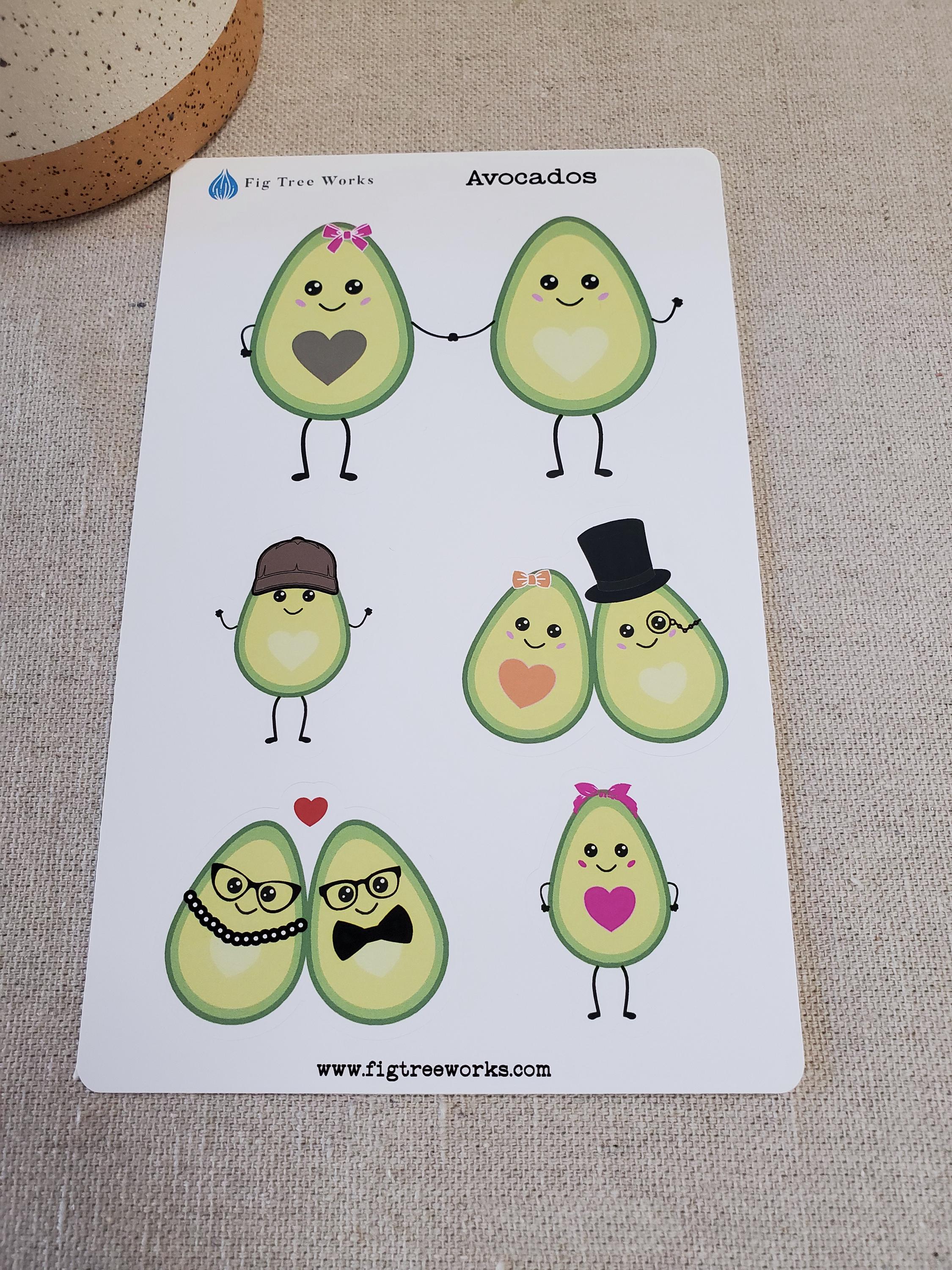 Avocados Sticker Sheet for Planners and Journals | Cute Food Decoration ...