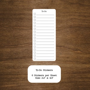 To Do List Stickers | Small Note Stickers for Planners, Journals, and Habit Trackers | 6 Stickers Per Sheet | Kiss Cut, Matte Finish