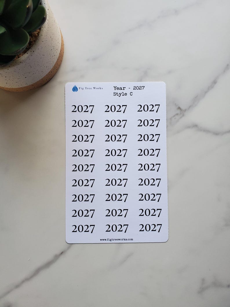 Number Year Sticker Year Stickers | Kiss Cut, Matte Finish | Style C - Etsy