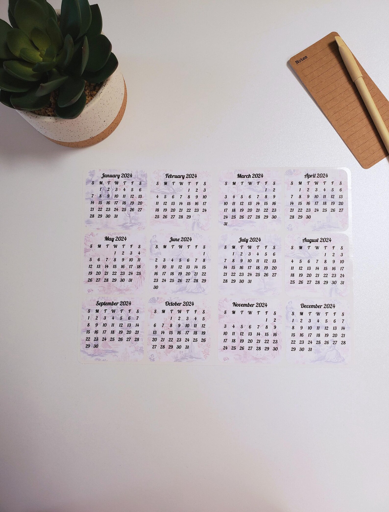 Mini Calendar Stickers Toile French for Planners and Journals | Monthly ...