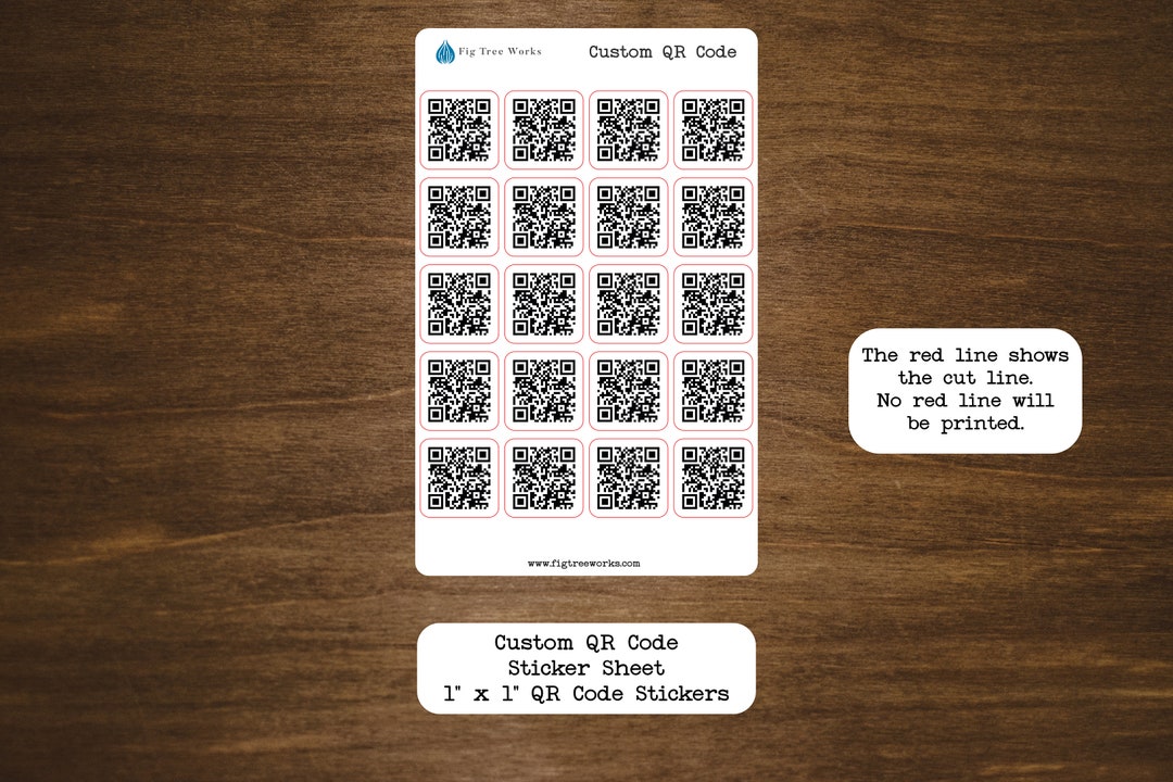 Custom QR Code Sticker Sheet With Twenty 1" X 1" Stickers ...