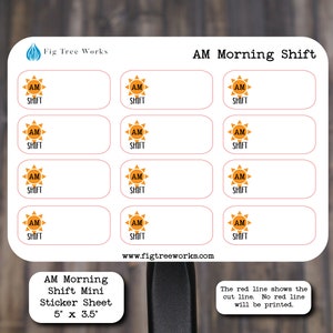 Work Schedule Mini Sticker Sheet | Morning Shift Stickers for Planners, Journals and Notebooks  | Kiss Cut, Matte Finish