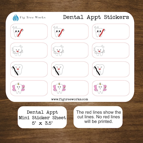 Dentist Appointment Mini Sticker Sheet | Dental Reminder Planner Sticker Sheet, Kiss Cut, Matte Finish