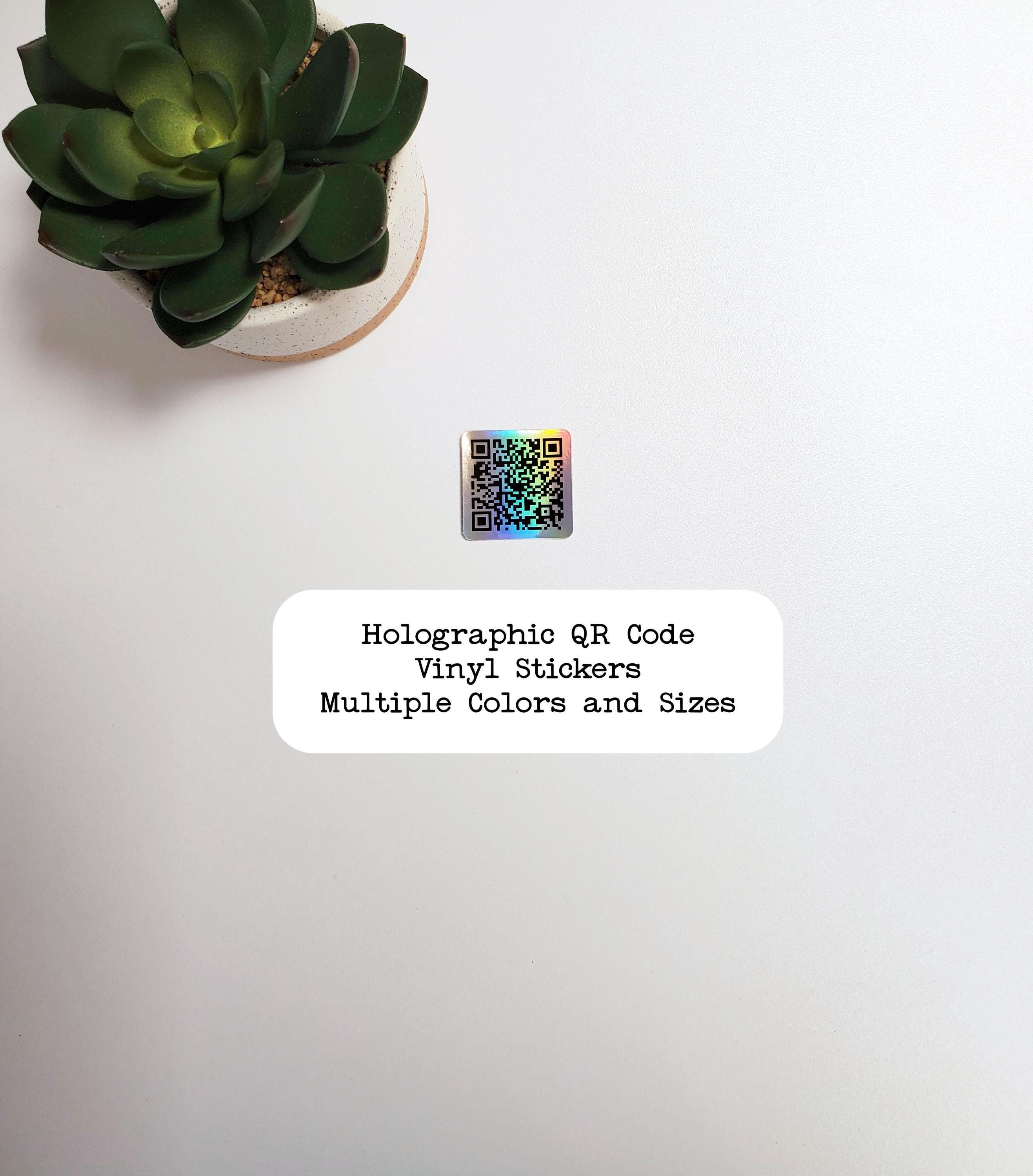 Holographic QR Code Stickers | Square Vinyl Stickers | Personalized Square QR Code Stickers | Multiple Colors and Sizes