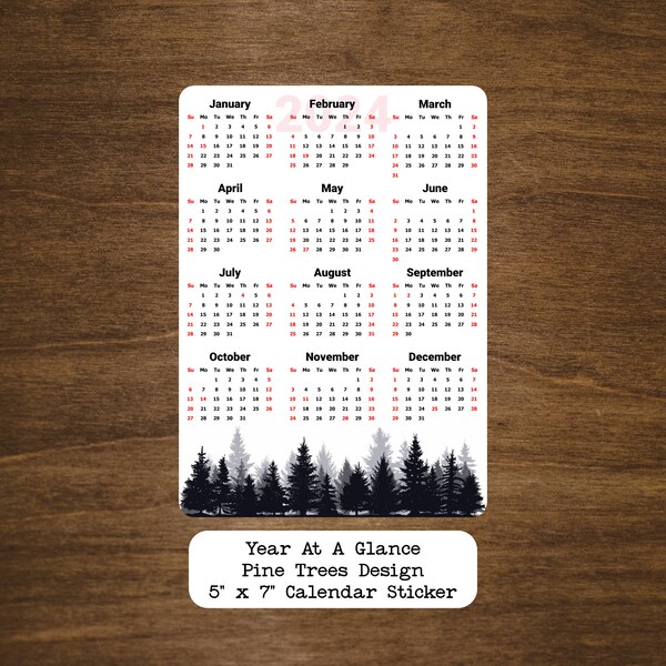 Pine Trees Calendar Etsy