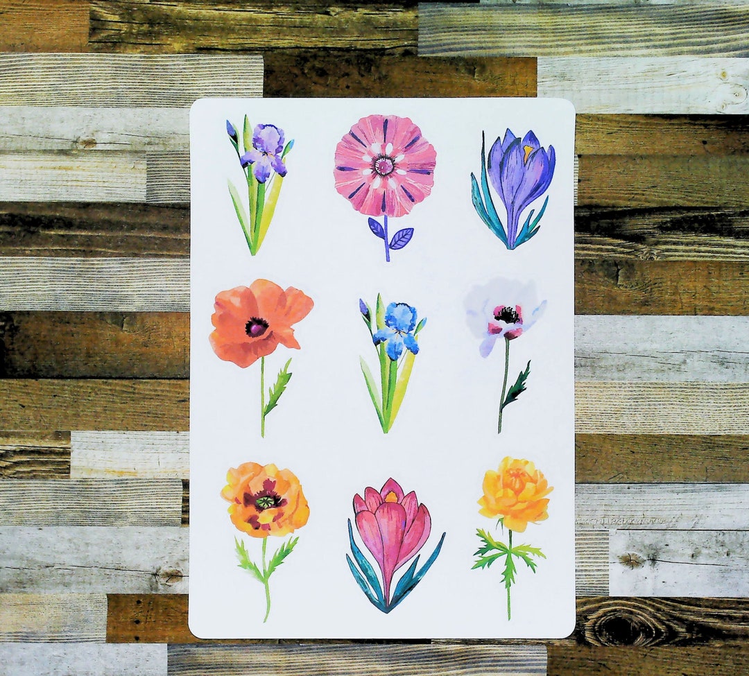Watercolor Flowers Sticker Sheet | Planner and Journal Stickers ...