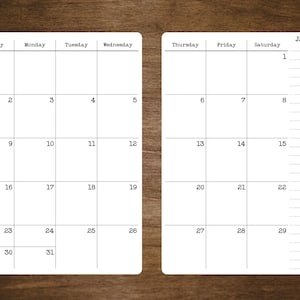 Two Page Calendar Stickers for Planners and Journals  2024, 2025, or 2026  | Matte Finish, 5" x 7" | 2 Stickers Per Month, 24 Total Stickers