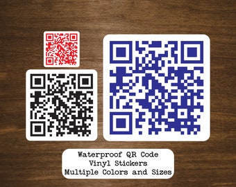 Waterproof QR Code Stickers | Square Vinyl Stickers | Personalized Square QR Code Stickers | Multiple Colors and Sizes