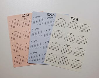 At A Glance Calendar Sticker | 2026, 2027, or 2028 Start On Any Month | For Planners and Journals | Matte Finish, B5 (6.9" x 9.8")