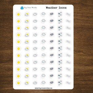 Weather Icon Sticker Sheet for Calendars, Planners, Journals | Kiss Cut, Matte Finish