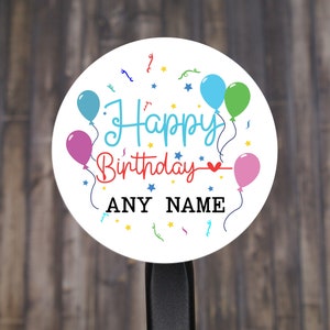 Custom Happy Birthday Round Stickers | Personalize With Any Name or Text |  2&quot; Circle Stickers