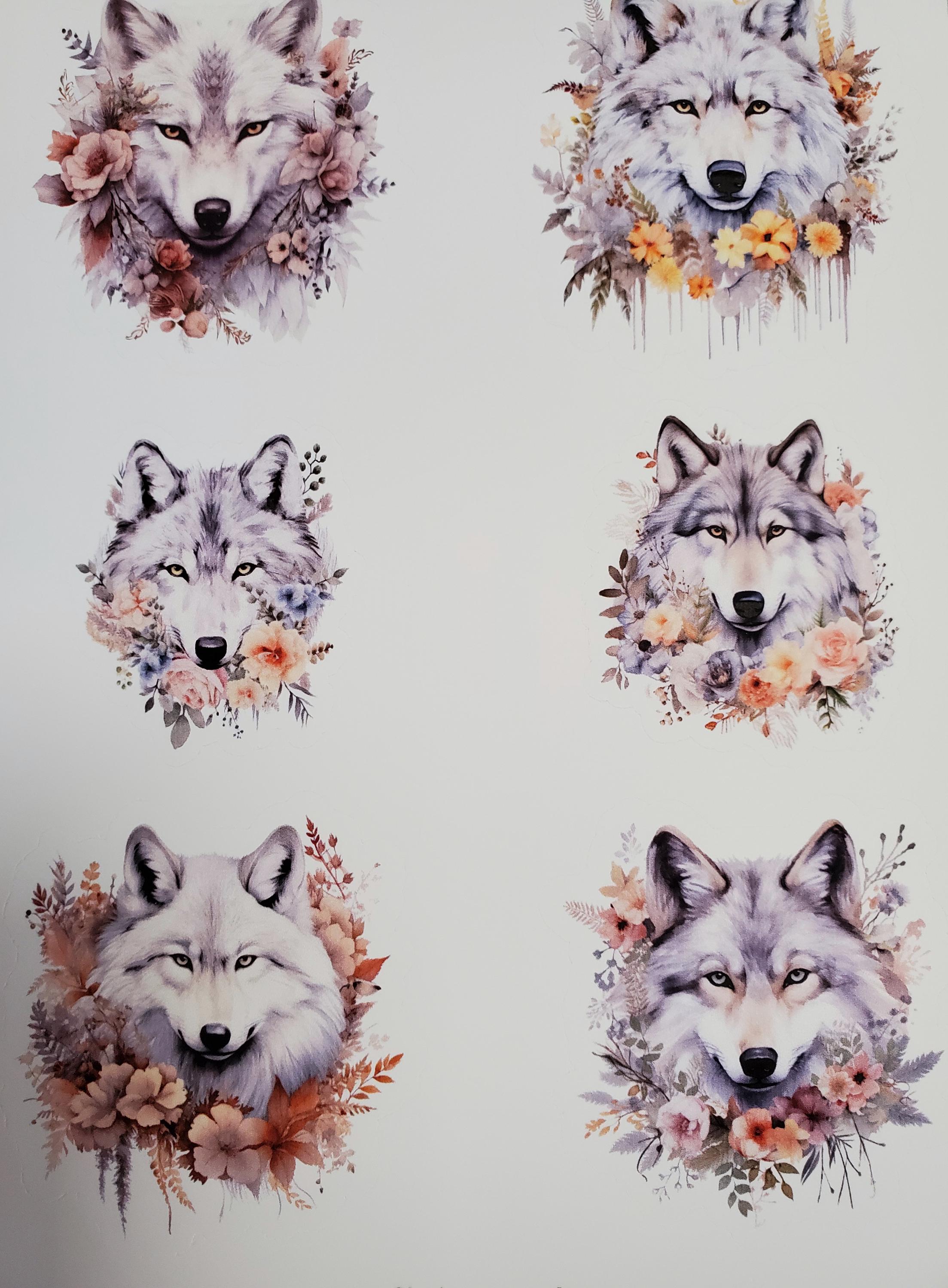 Wolves Sticker Template Floral Wolves Sticker Sheet for Scrapbooks, Bujos, Planners, Notebooks ...
