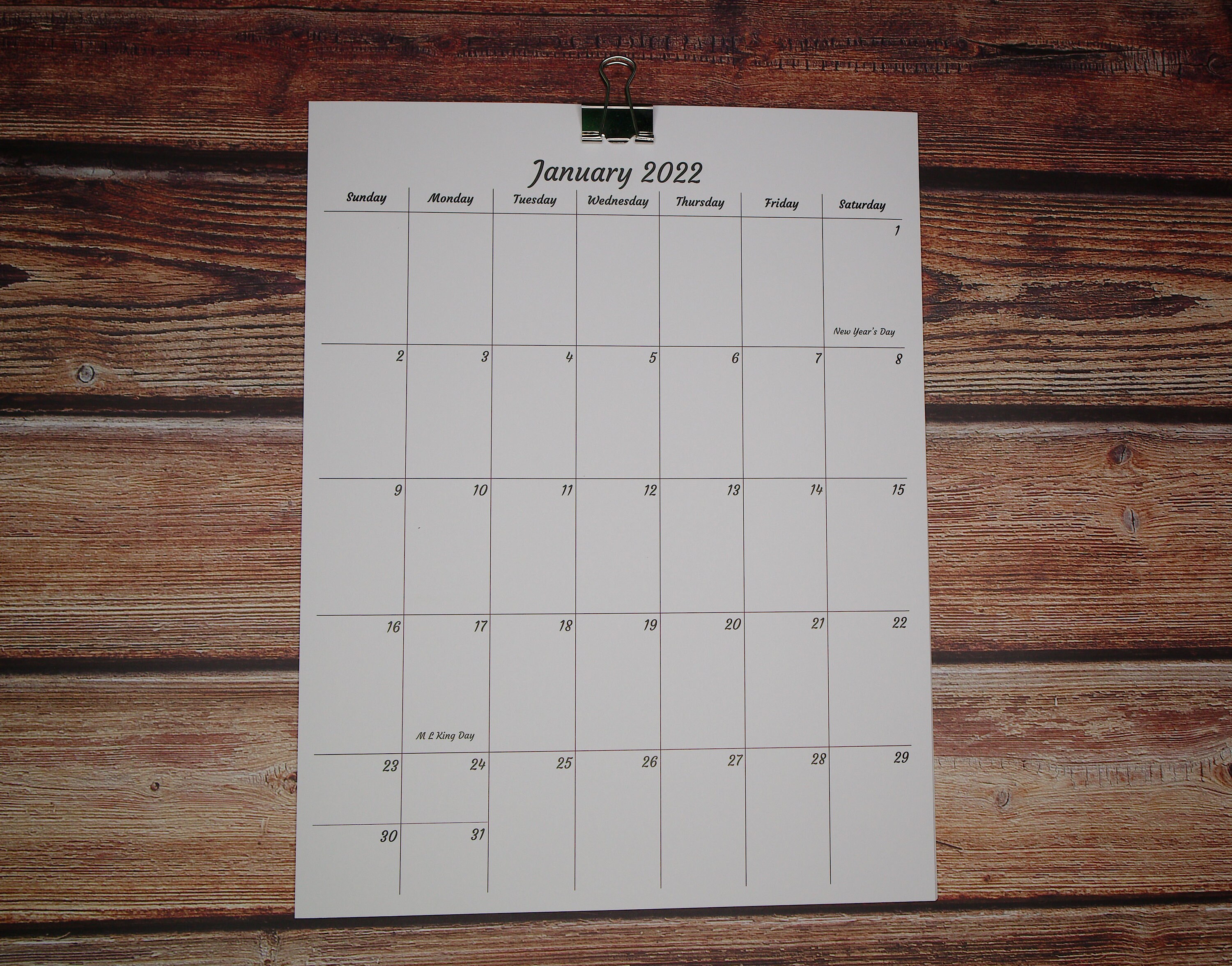 2022 Yearly Grid Wall Calendar With One Month Per Page Wall | Etsy