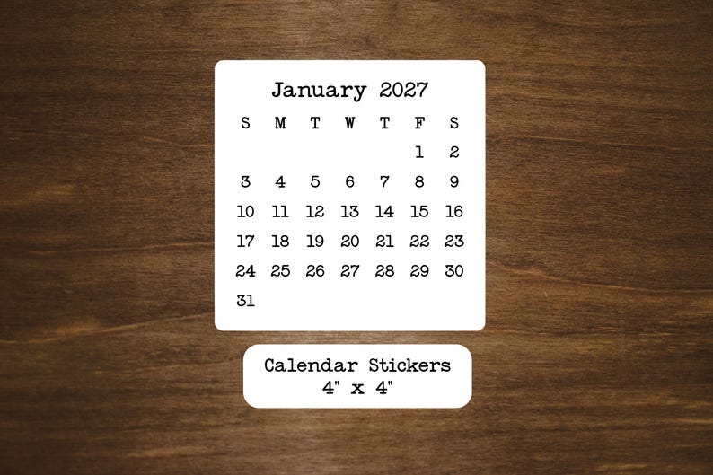 4" Square Calendar Stickers, Matte Planner Stickers, Start With Any Month image 2
