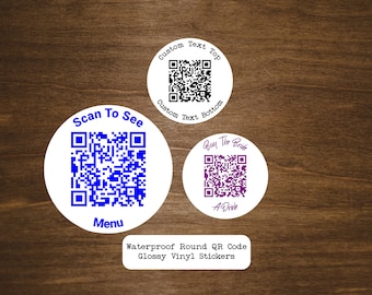 Waterproof QR Code Round Stickers | Circle Vinyl Stickers | Personalized QR Code Stickers | Multiple Colors and Sizes