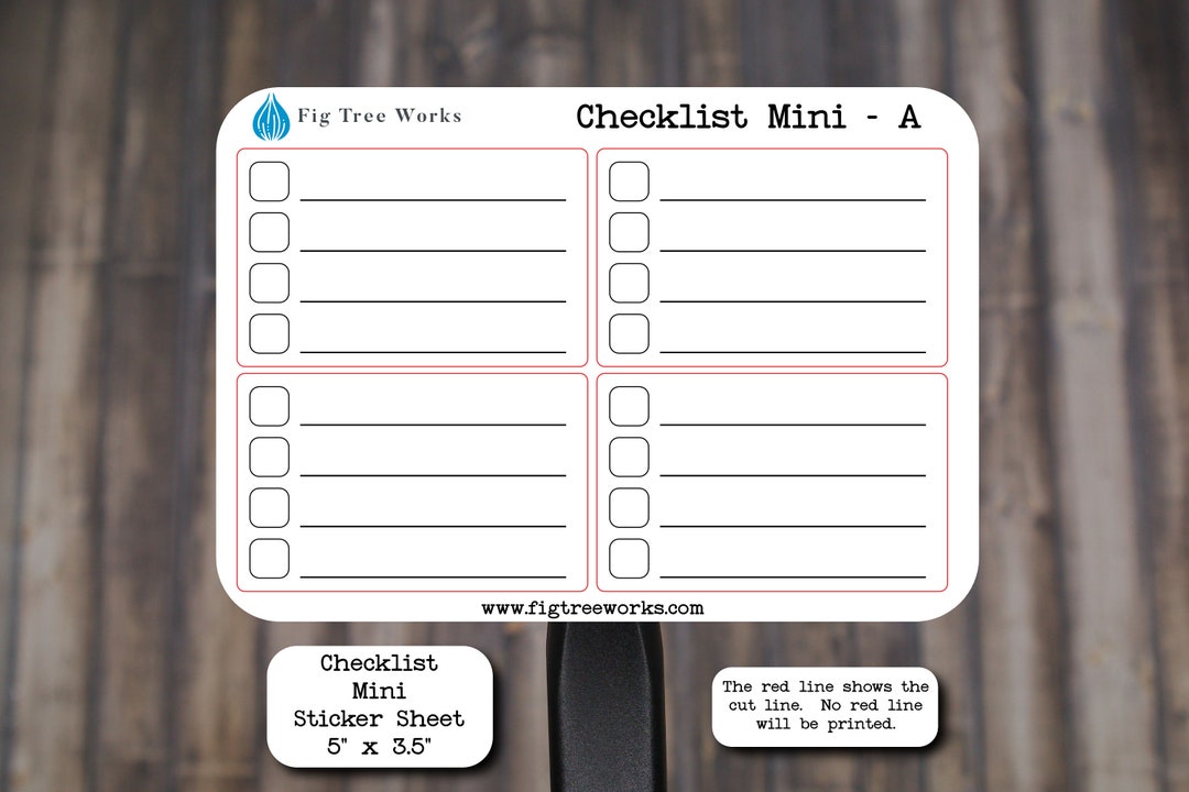Checklist Mini Sticker Sheet To Do, Reminder, Tasks List Kiss Cut ...