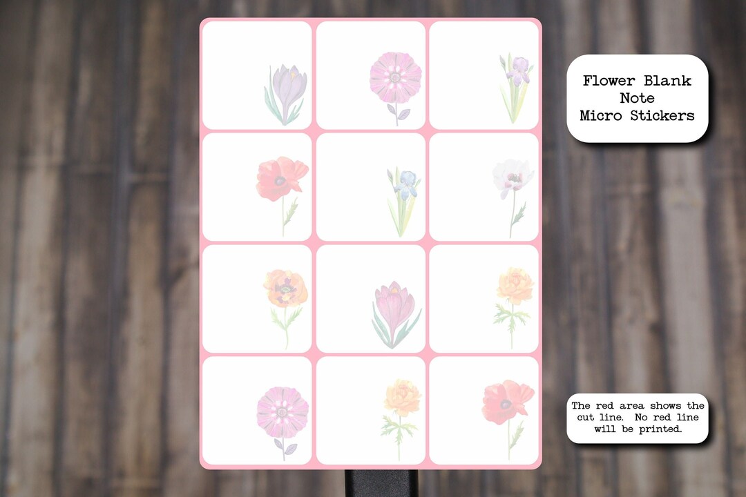 Flower Blank Note Micro Stickers | for Planners and Journals | Mini ...