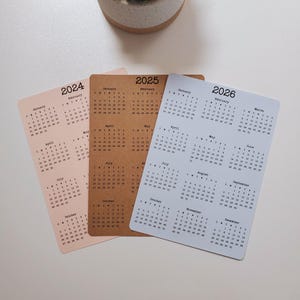 Year At A Glance Calendar Sticker | 2025, 2026, or 2027 | Start On Any Month | For Planners and Journals  | Matte Finish, 5&quot; x 7&quot;