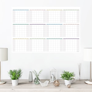 Large Undated Wall Calendar Annual Planner | Create Your Own Unique Monthly Planner | 36" x 24" or 24" x 16" | Physical Print Only