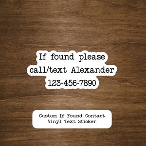 Custom If Found Contact Information Vinyl Sticker - Etsy