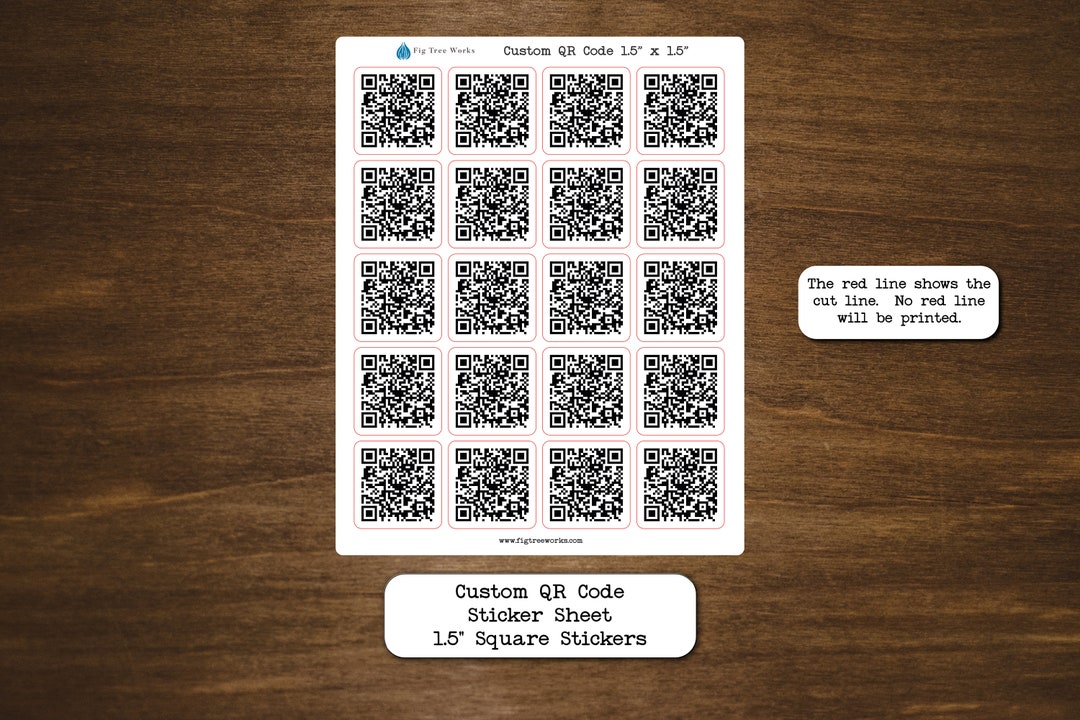Custom QR Code Sticker Sheet With Twenty 1.5" X 1.5" Stickers ...